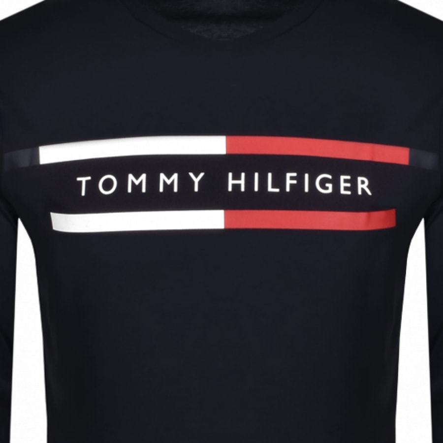 Alternative Image for ProductTommy Hilfiger Long Sleeve Logo T Shirt Navy3